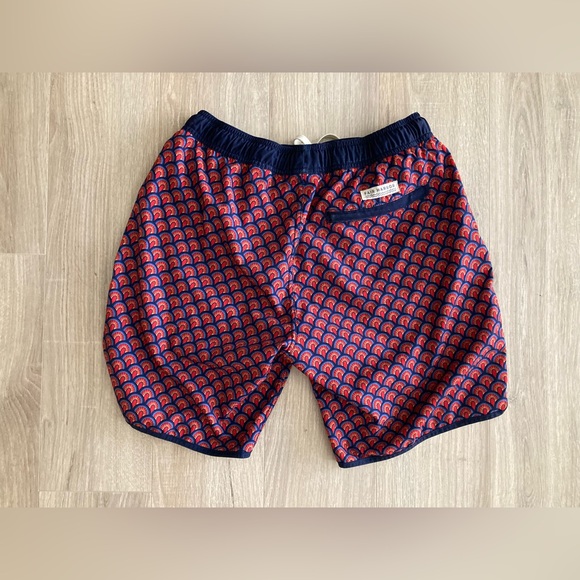 Fair Harbor Men’s The Anchor Swim Trunks Red Art Deco - Size Small - Picture 7 of 9